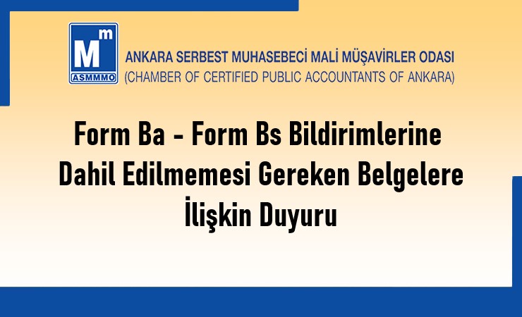 Form Ba - Form Bs Bildirimlerine Dahil Edilmemesi Gereken Belgelere İlişkin Duyuru