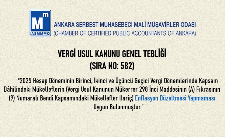 2025 Yılı Geçici Vergi Dönemlerinde Enflasyon Düzeltmesi Yapılmayacak