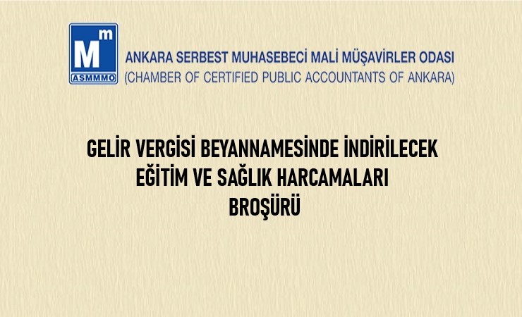 Gelir Vergisi Beyannamesinde İndirilecek Eğitim ve Sağlık Harcamaları Broşürü