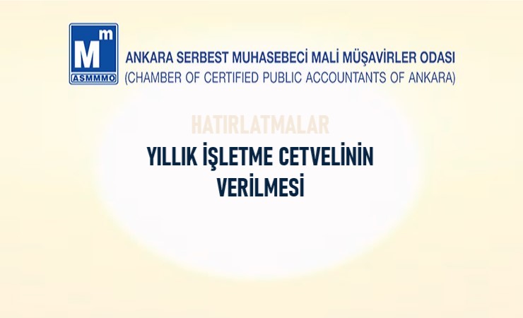 Yıllık İşletme Cetvelinin Verilmesi