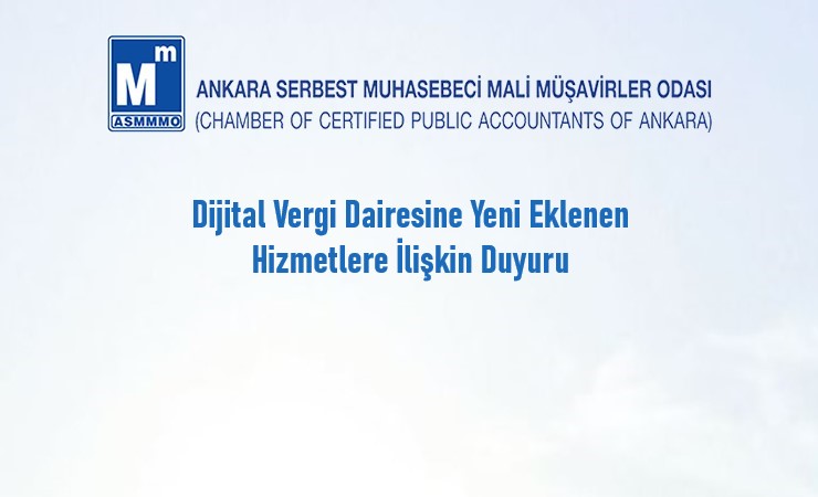Dijital Vergi Dairesine Yeni Eklenen Hizmetlere İlişkin Duyuru