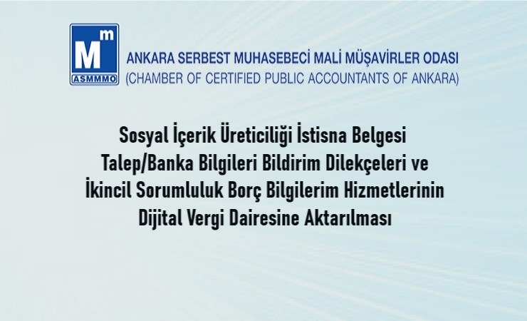 Sosyal İçerik Üreticiliği İstisna Belgesi Talep/Banka Bilgileri Bildirim Dilekçeleri