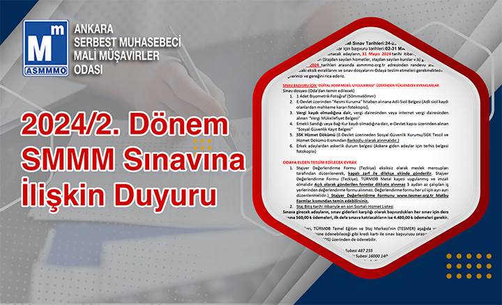 2024/2. Dönem SMMM Sınavına İlişkin Duyuru