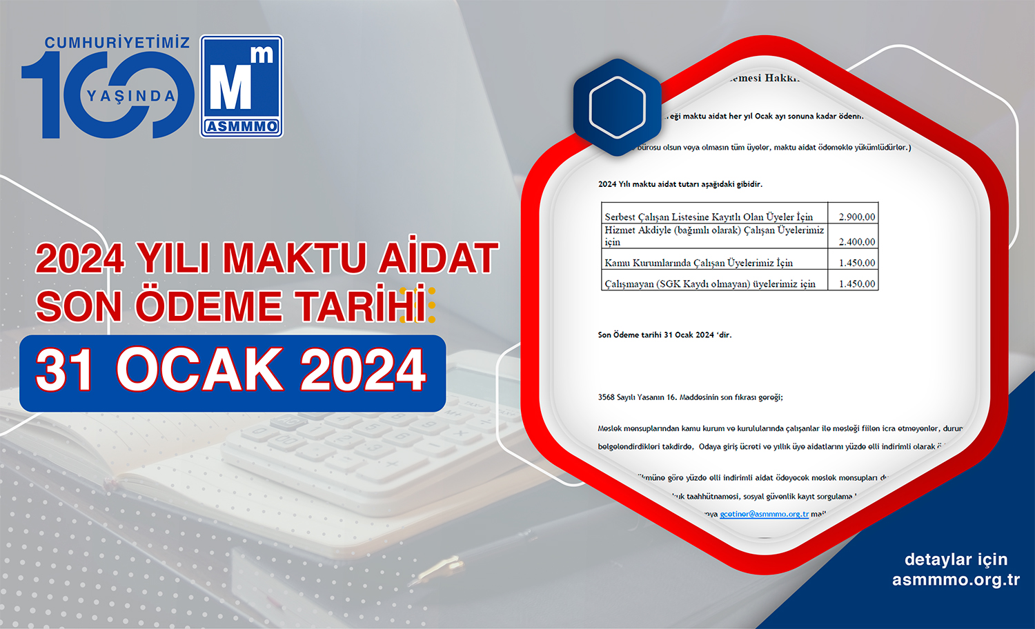 2024 Yılı Maktu Aidat Son Ödeme Tarihi: 31 Ocak 2024