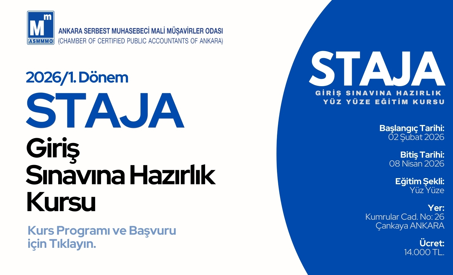 Kurs Programı ve Başvuru için Tıklayın.