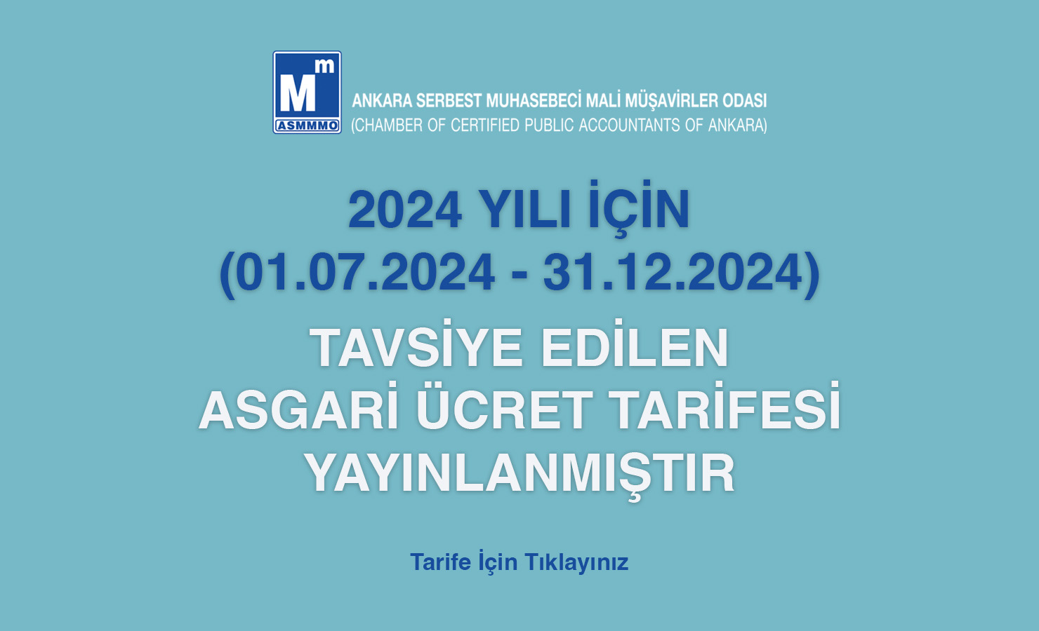 2024 Yılı Temmuz-Aralık Tavsiye Edilen Asgari Ücret Tarifesi