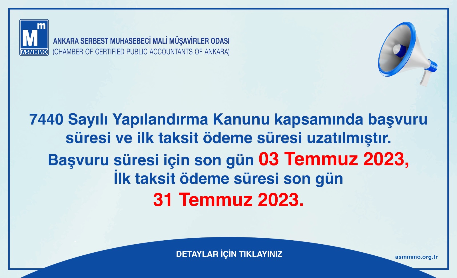 7440 Sayılı Yapılandırma Kanunu Kapsamında Duyuru