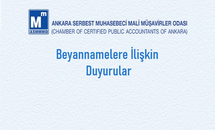 Beyannamelere İlişkin Duyurular