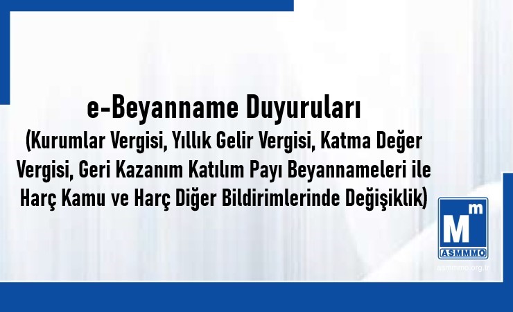 e-Beyanname Duyuruları