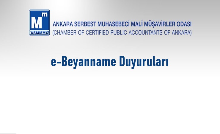 e-Beyanname Duyuruları