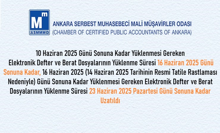 Elektronik Defter ve Berat Dosyalarının Yüklenme Süresi Uzatıldı