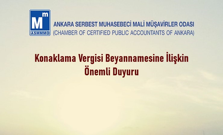 Konaklama Vergisi Beyannamesine İlişkin Önemli Duyuru