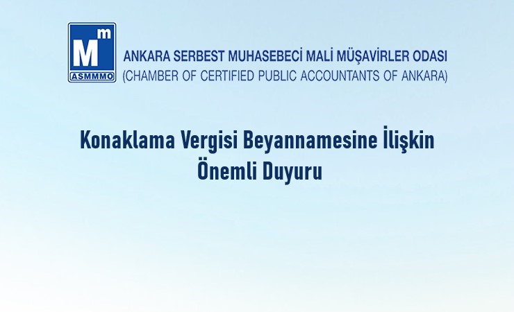 Konaklama Vergisi Beyannamesine İlişkin Önemli Duyuru