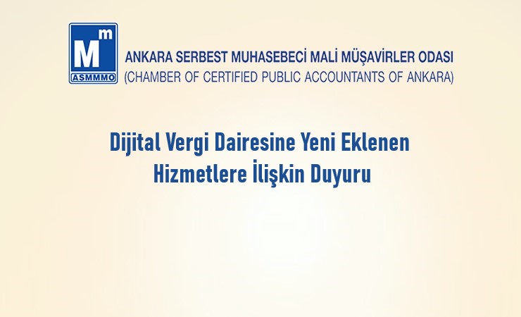 Dijital Vergi Dairesine Yeni Eklenen Hizmetlere İlişkin Duyuru