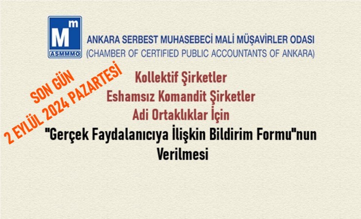 “Gerçek Faydalanıcıya İlişkin Bildirim Formu"nun Verilmesi