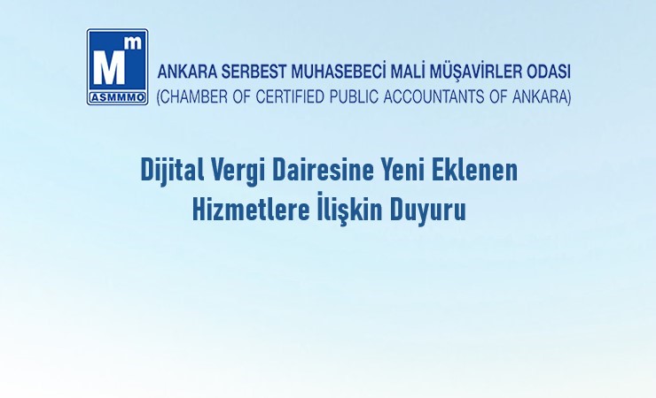 Dijital Vergi Dairesine Yeni Eklenen Hizmetlere İlişkin Duyuru