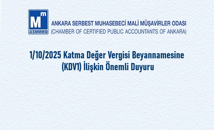 Katma Değer Vergisi Beyannamesine (KDV1) İlişkin Önemli Duyuru