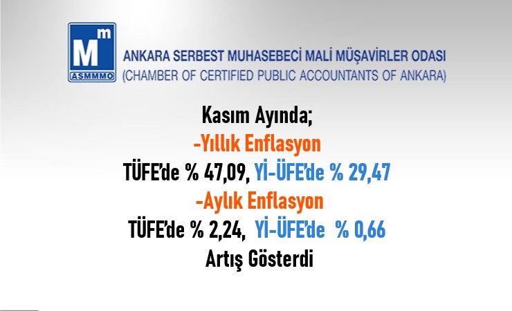 Kasım / 2024 TÜFE ve Yİ-ÜFE Değişim Oranları