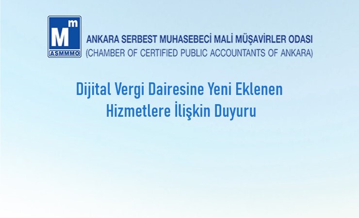Dijital Vergi Dairesine Yeni Eklenen Hizmetlere İlişkin Duyuru