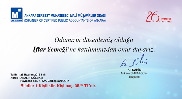 Odamızın Düzenlemiş Olduğu İftar Yemeği Daveti Hakkında