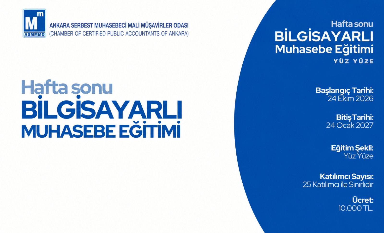 2026/3 HAFTA SONU BİLGİSAYARLI MUHASEBE KURS PROGRAMI