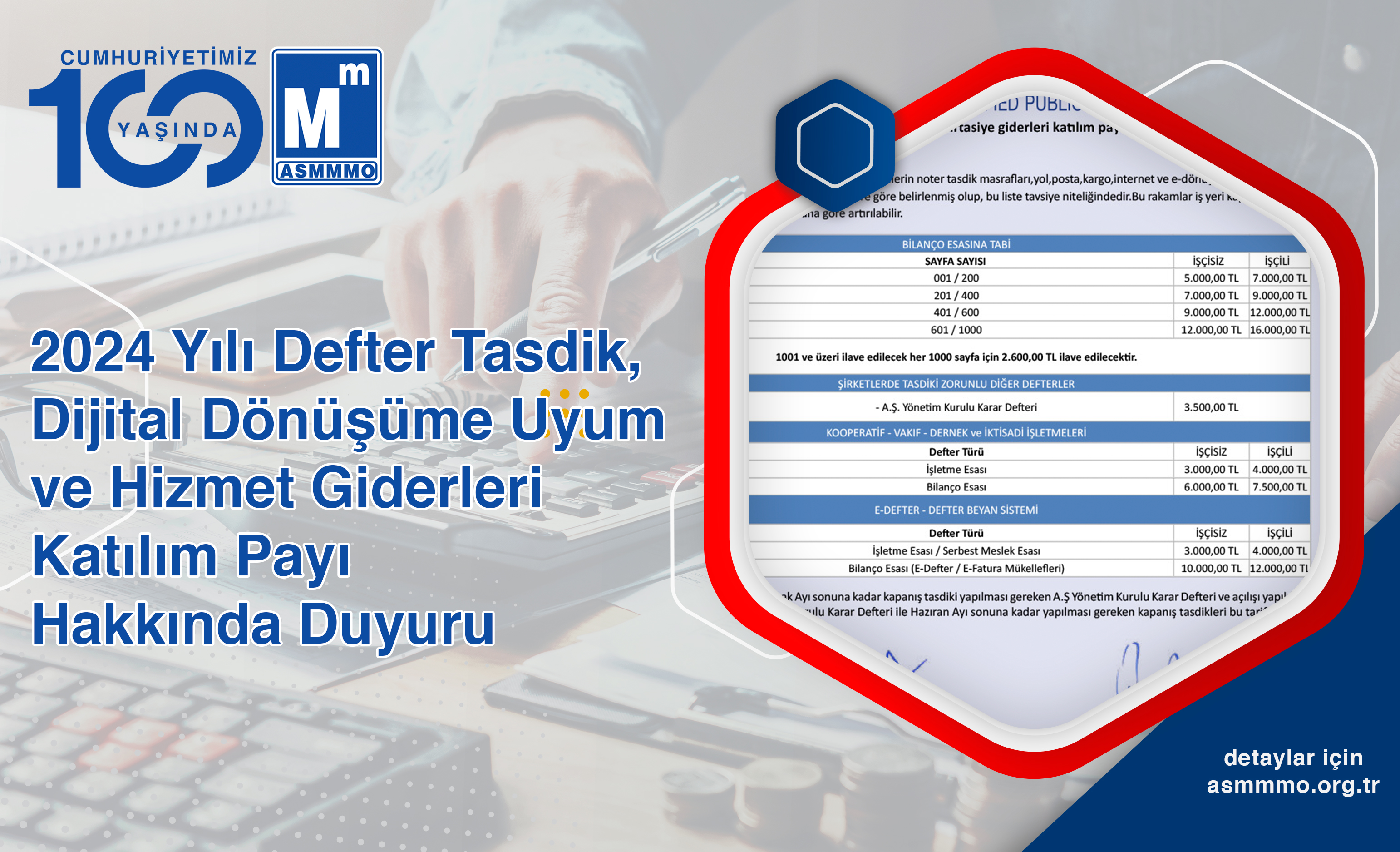 2024 Yılı Defter Tasdik,Dijital Dönüşüme Uyum ve Hizmet Gideleri Katılım Payı Hakkında Duyuru