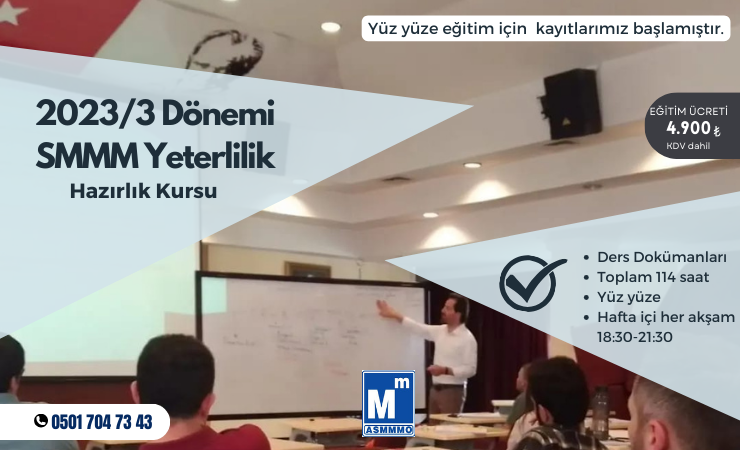 2023/3 Dönemi SMMM Yeterlilik Hazırlık Kursu