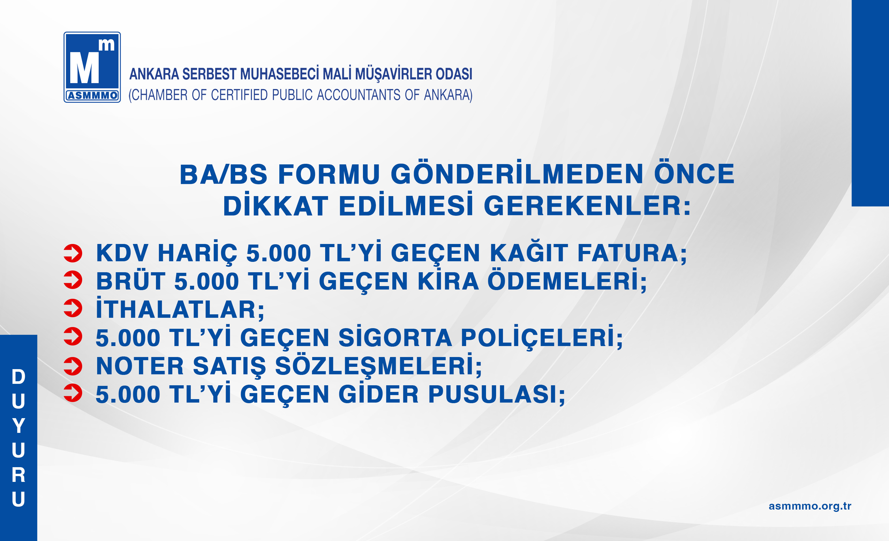 BA/BS Formu Gönderilmeden Önce Dikkat Edilmesi Gerekenler