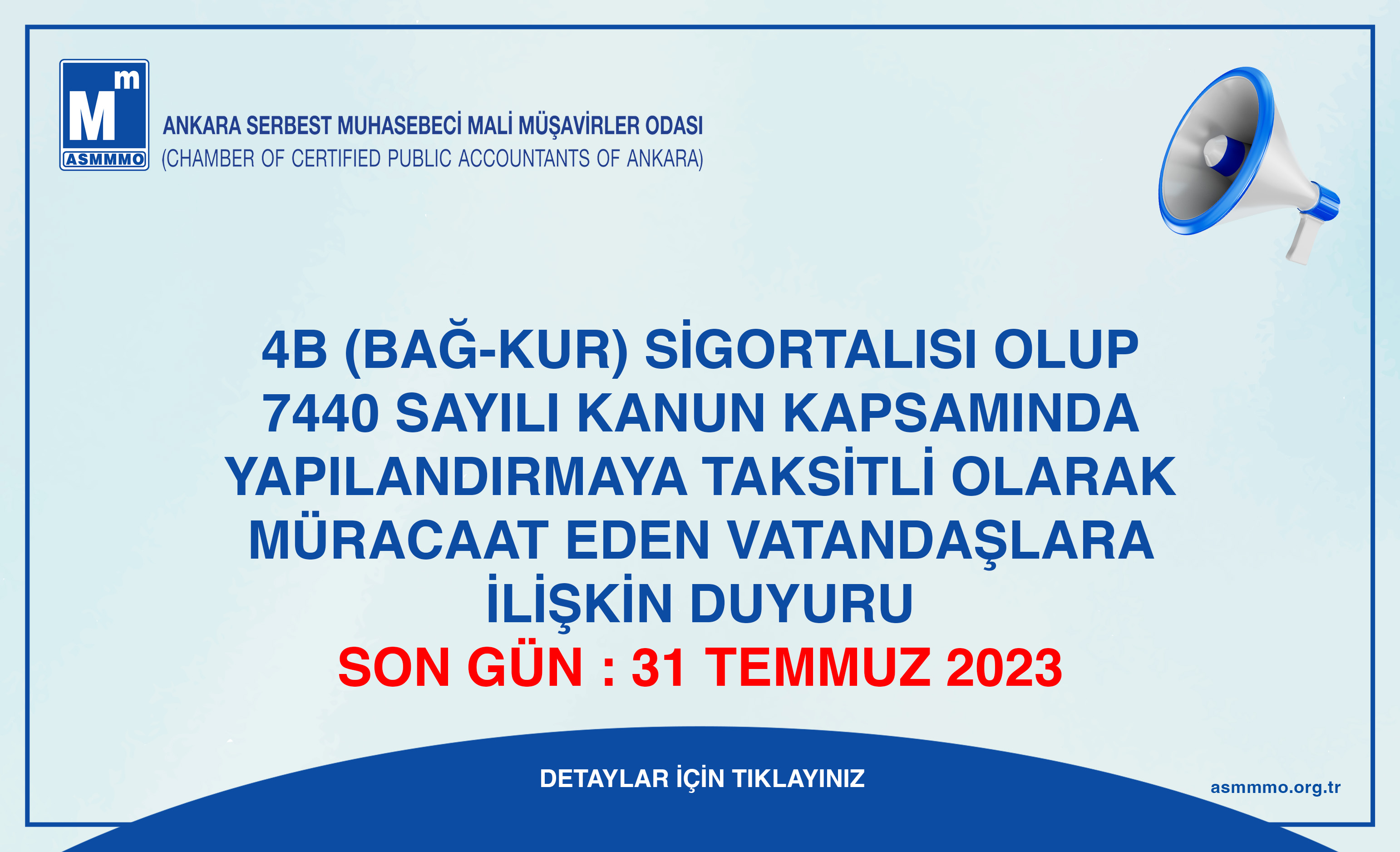 4B Kapsamında Sigortalı Olup 7440 Sayılı Kanun Kapsamında Yapılandırmaya Taksitli Olarak Müracaat Eden Sigortalılara İlişkin Duyuru