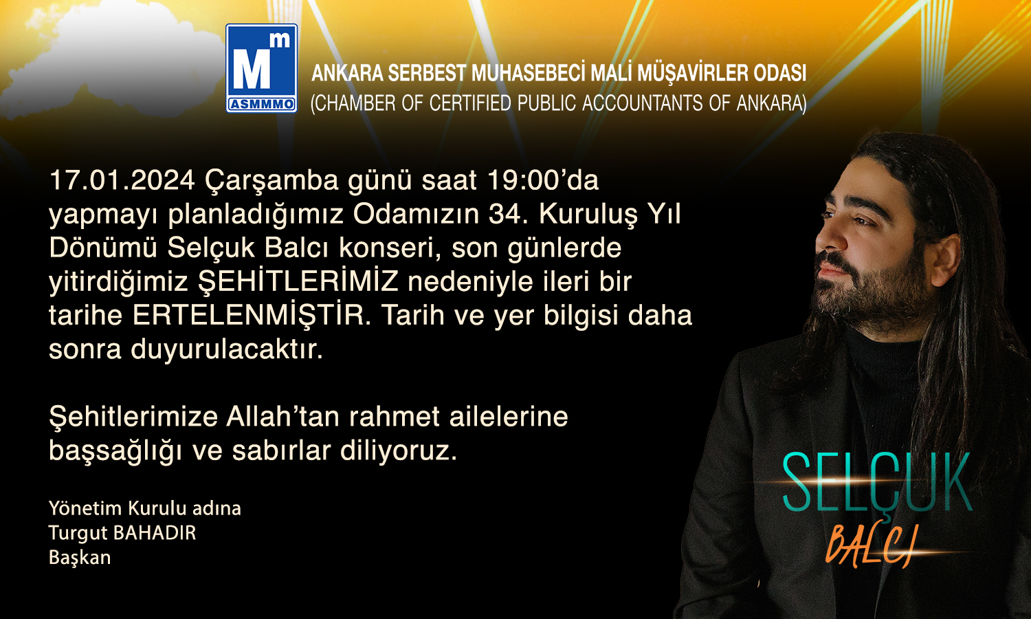 34. Kuruluş Yıl Dönümü Konserimiz Hakkında Duyuru