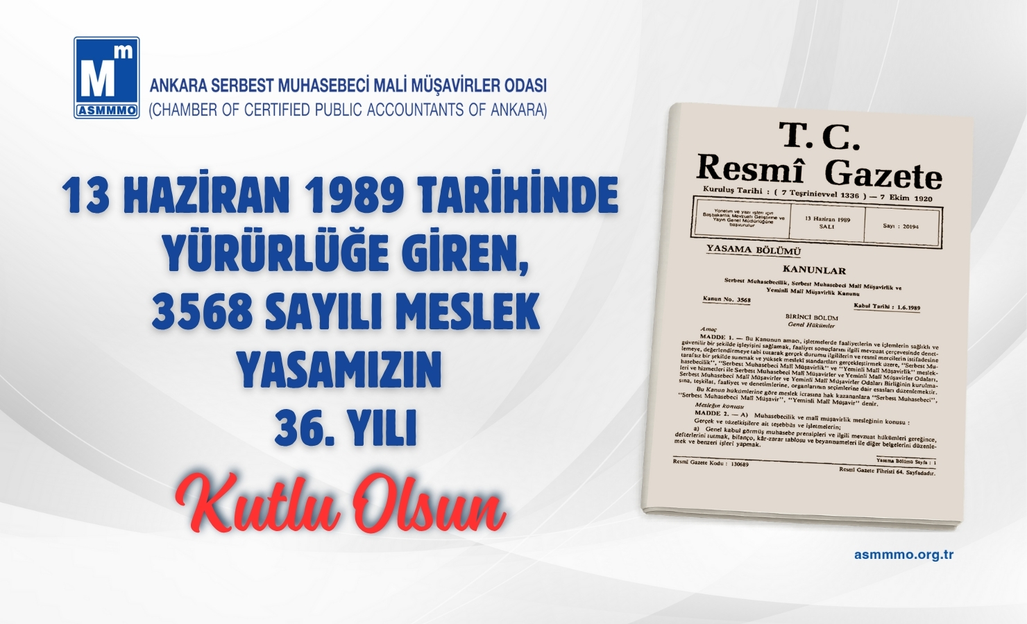 3568 Sayılı Meslek Yasamızın 36. Yılı Kutlu Olsun