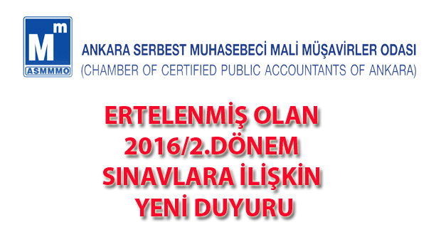 ERTELENEN 2016/2.DÖNEM SINAVLAR İÇİN YENİ DUYURU