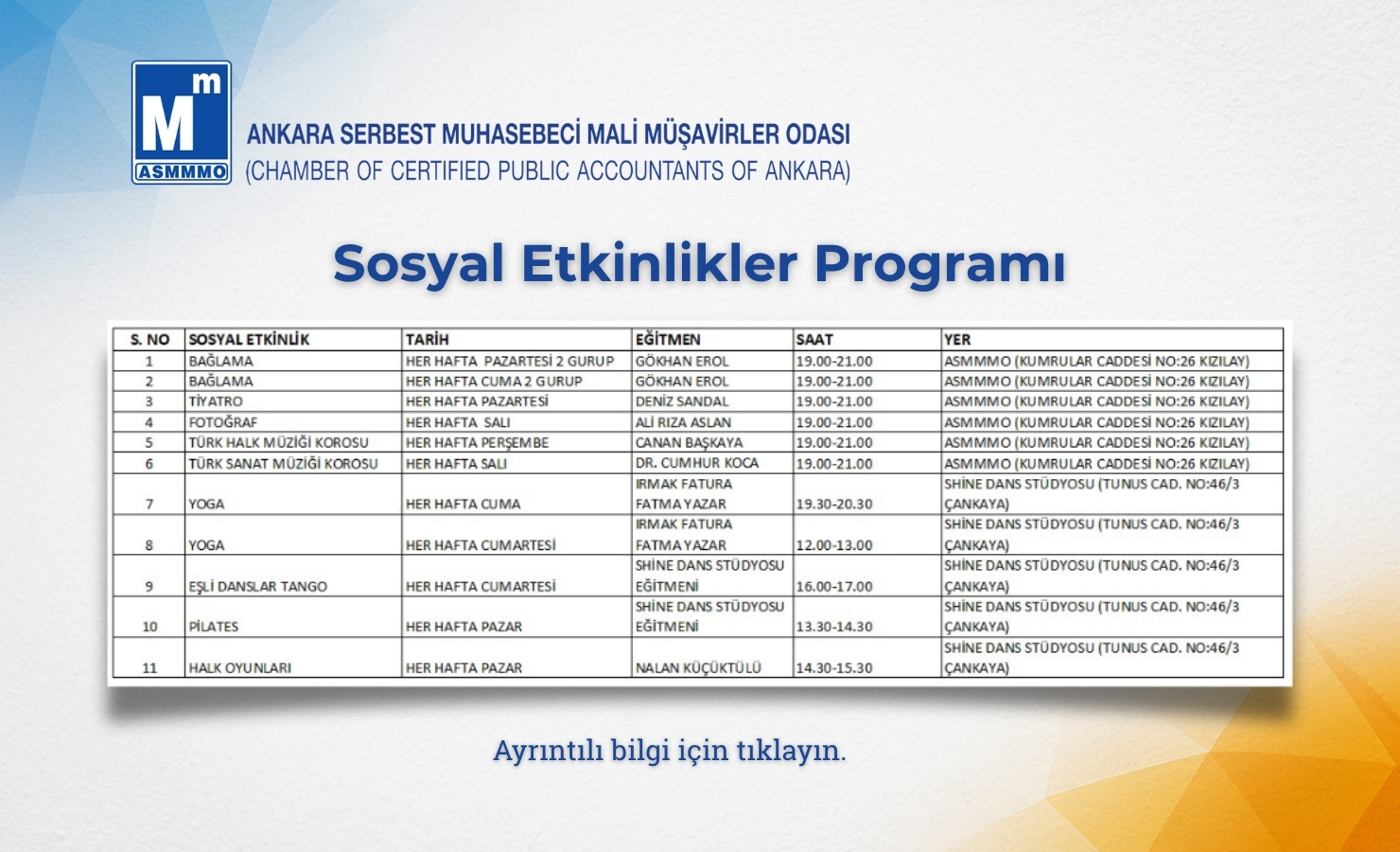 SOSYAL FAALİYETLER PROGRAMI