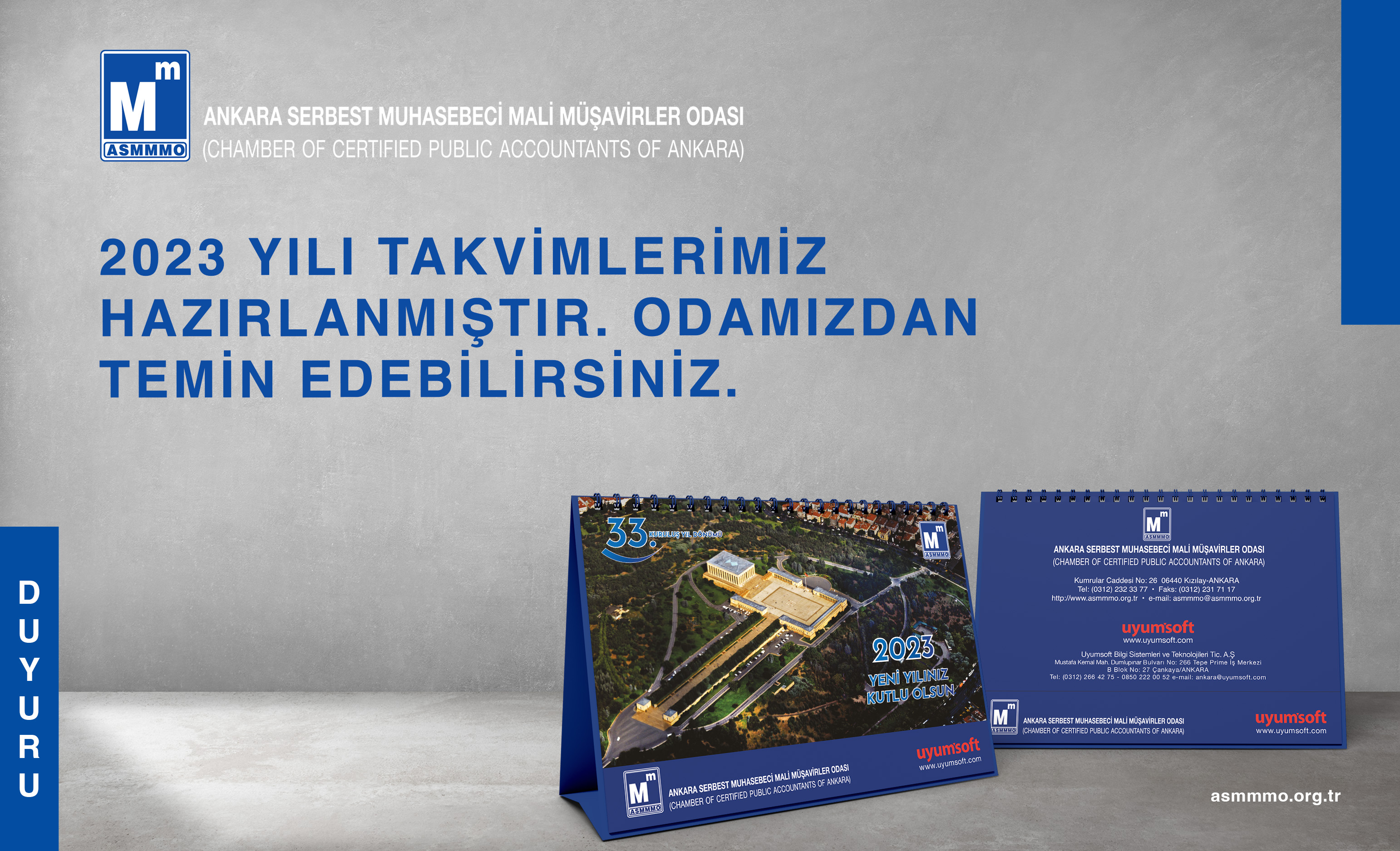 2023 Yılı Takvimlerimiz Hazırlanmıştır. Odamızdan Temin Edebilirsiniz.
