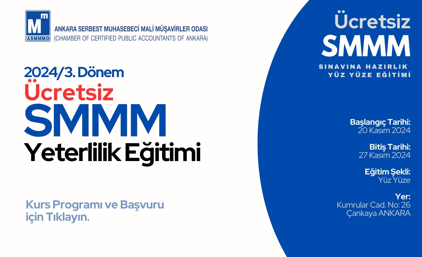2024/3.DÖNEM ÜCRETSİZ SMMM YETERLİLİK EĞİTİMİ