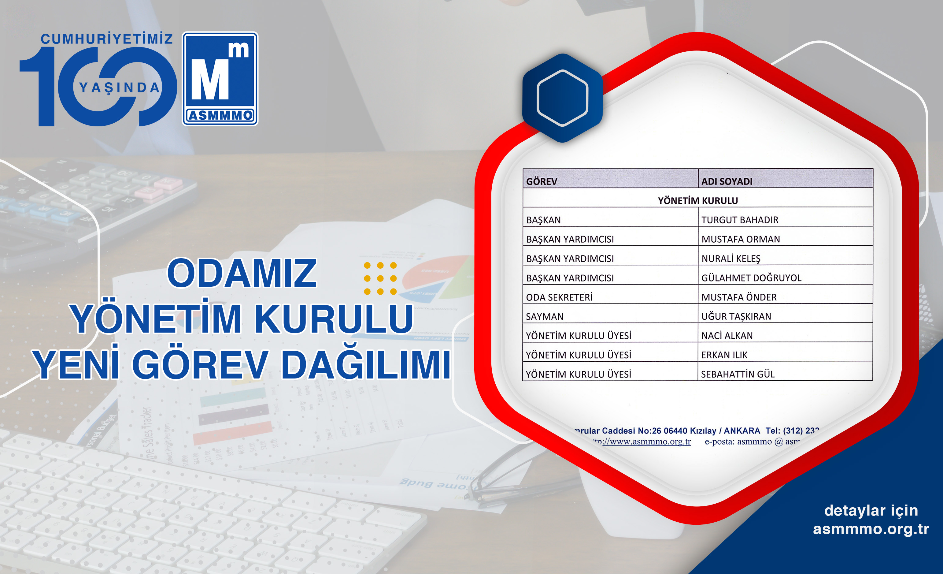 Odamız Yönetim Kurulu Yeni Görev Dağılımı