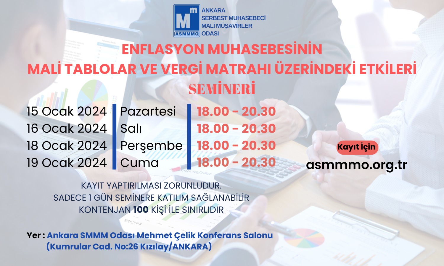(15 Ocak 2024 Pazartesi) Enflasyon Muhasebesinin Mali Tablolar ve Vergi Matrahı Üzerindeki Etkileri Semineri